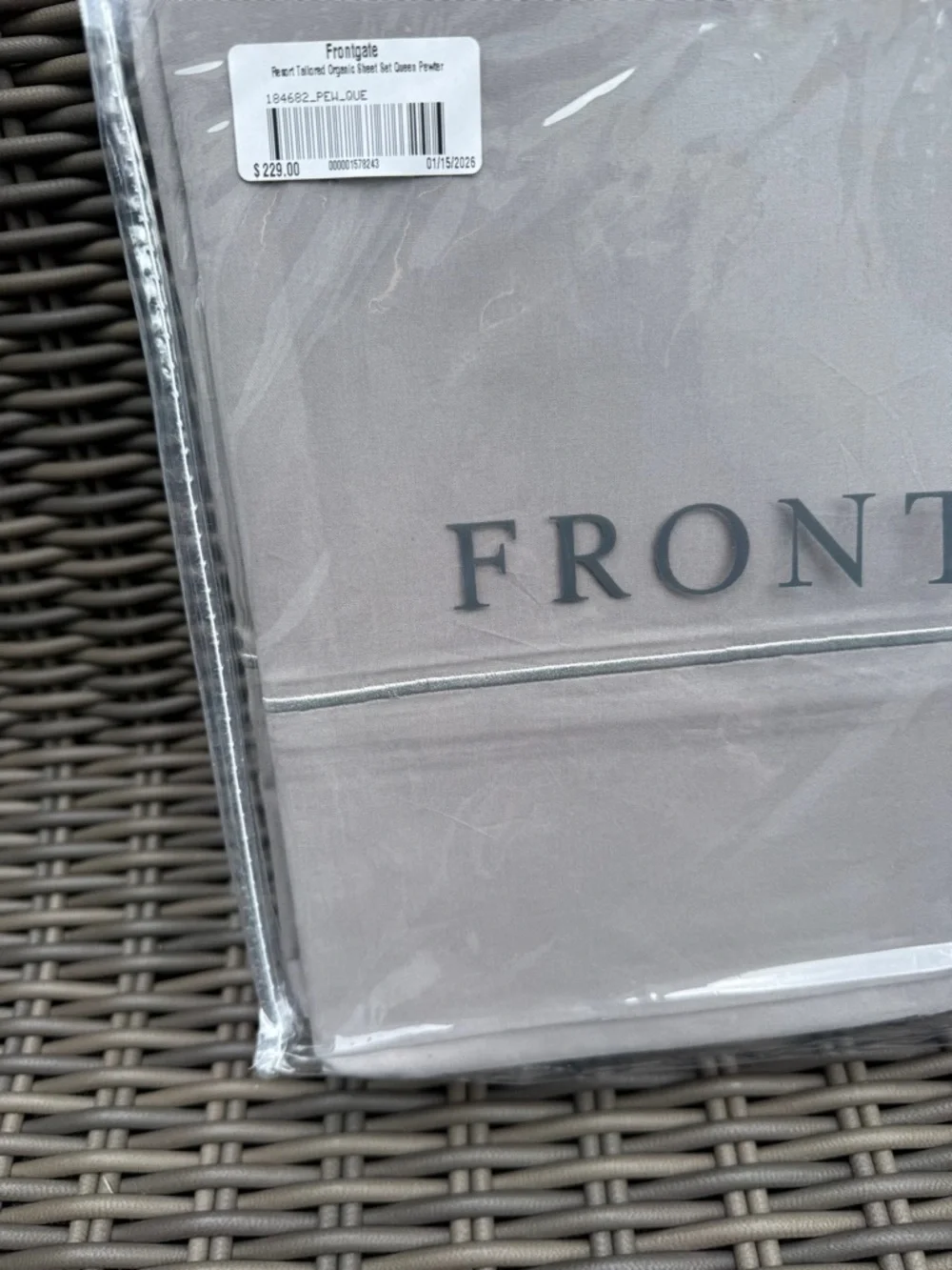 Frontgate Queen Organic Sheet Set - Pewter - NWT